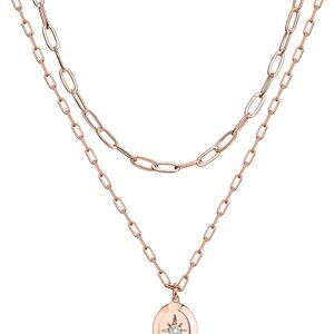 14K Gold Plated Layering Necklaces | Stylish Minimalist Design Pendant Necklaces